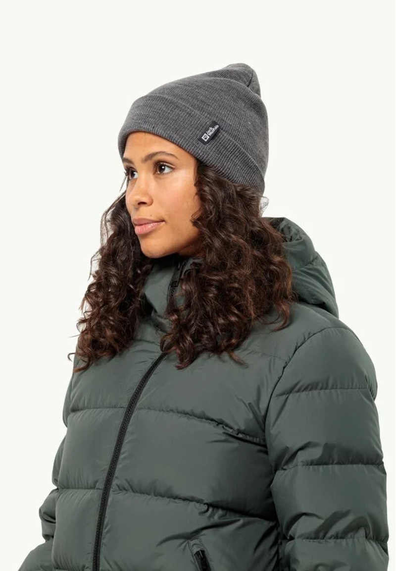Jack Wolfskin Rib Beanie in Grey Heather-1